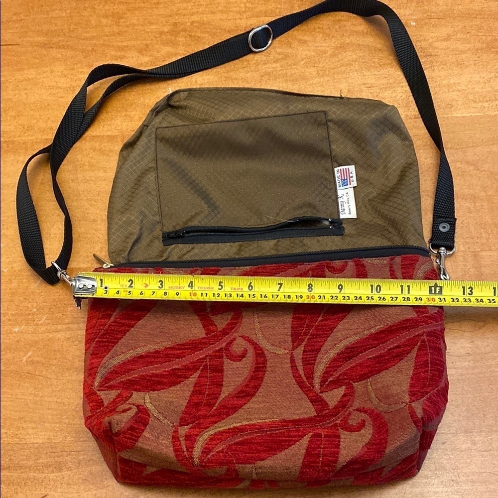 Red and Black Crossbody Bag with Adjustable Strap